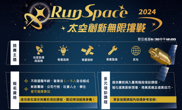 (代轉)經濟部產業發展署【RunSpace太空創新無限挑戰】競賽，歡迎有興趣之學生報名參加
